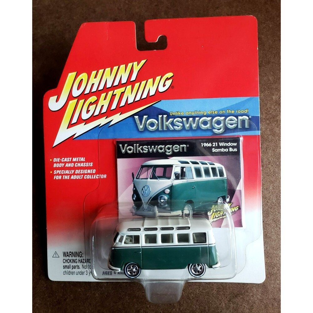 2002 Johnny Lightning VOLKSWAGEN VW 1966 21 WINDOW SAMBA BUS GREEN 1:64 5 Spoke - Picture 5 of 16